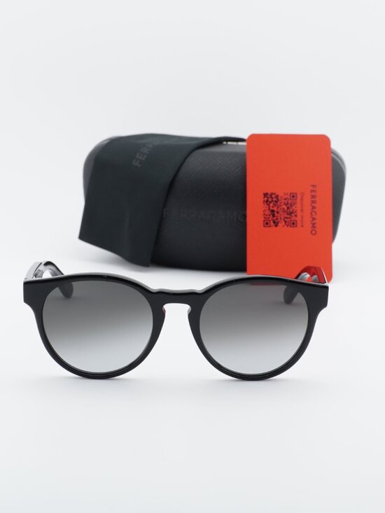 Salvatore Ferragamo SF1068S 001 Round Sunglasses - Black / Grey Gradient main image 4